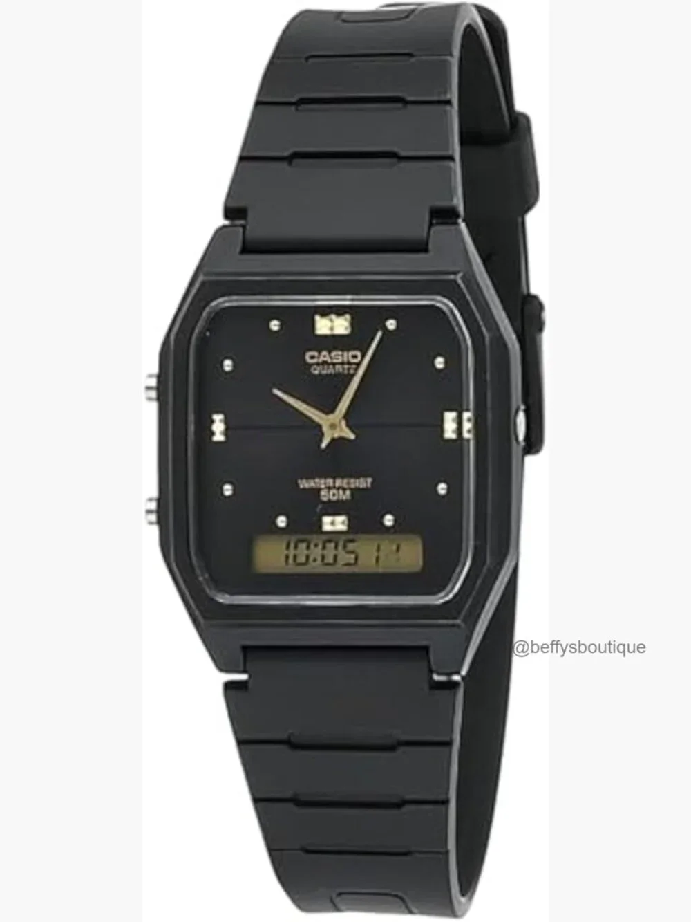 Men's Resin Analog-Digital Dual Time Zone Watch with Alarm and Stopwatch